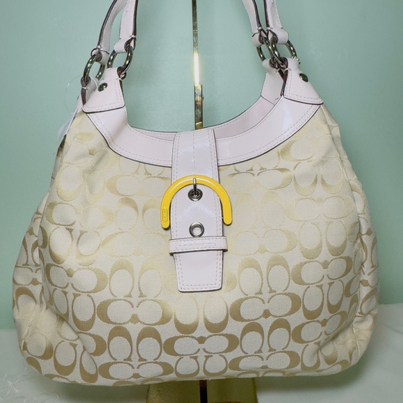 NWT Coach F17403 Yellow and Cream Signature Large Soho bag - Picture 1 of 11